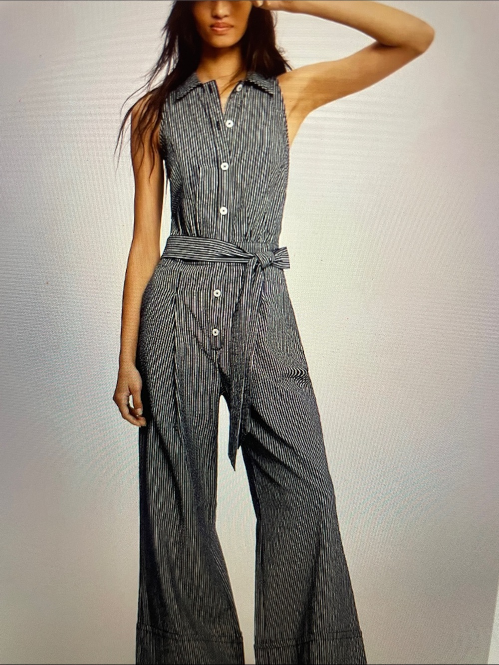 Anthropologie Maeve pinstripe jumpsuit sz 8
